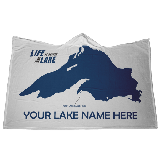 Custom Lake Hooded Fleece Blanket